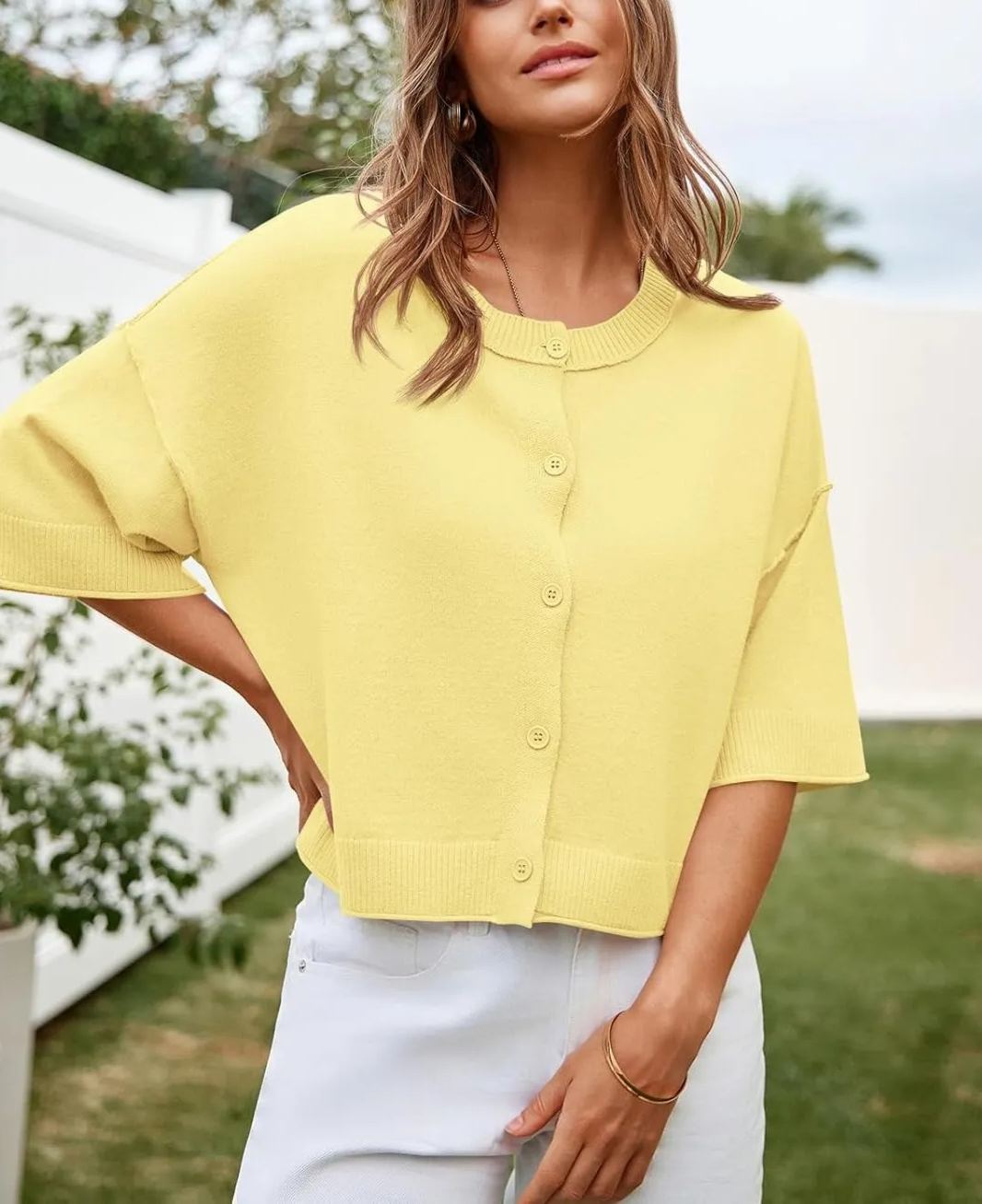 Women’s Lightweight Half Sleeve Button Down Cardigan