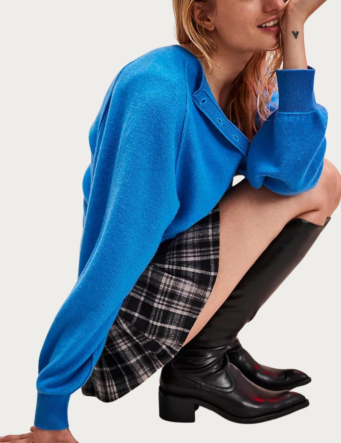 Women's Casual Henley Neck Long Sleeve Knit Button Sweater