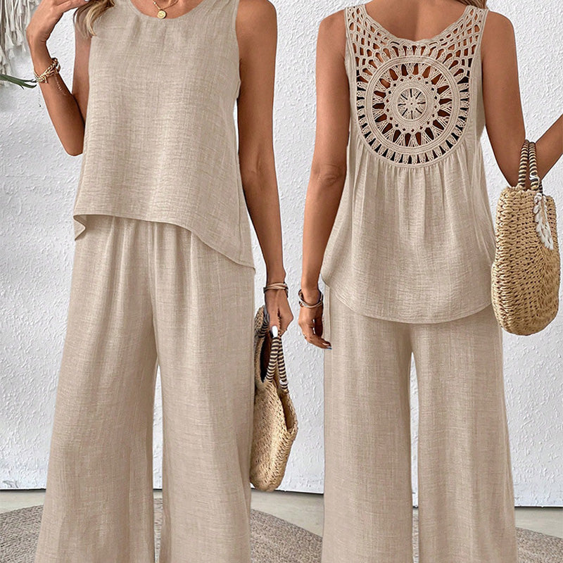 Sleeveless Top Wide-Leg Pants Set