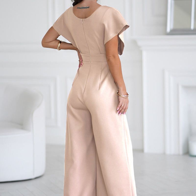 Women’s V - Neck Wide - Legged Jumpsuit | One - Piece Chic and Comfort