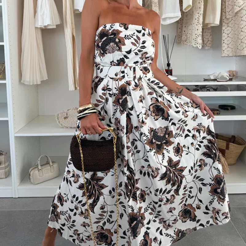 Women’s Printed Strapless Maxi Dress