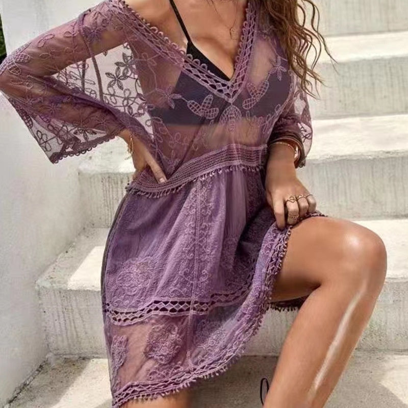 Woman’s Sexy V-Neck Loose Bikini Cover-up