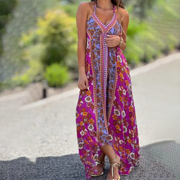 Bohemian Floral Spaghetti Strap Dress for Women
