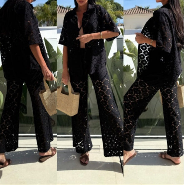 Women's Casual Lace Two-Piece Set