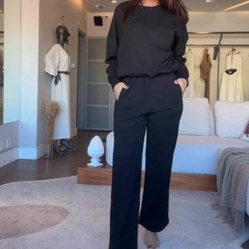 Women's Long Sleeve Top and Straight Leg Pants 2-Piece Set