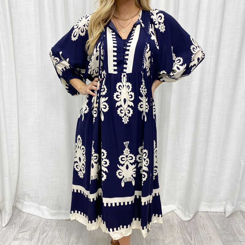 Women’s Elegant Floral V-Neck Dress