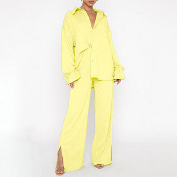 Women’s Casual Shirt and Wide-Leg Pants