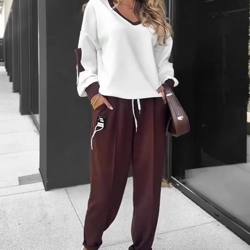 Color-Block Pullover Hoodie and Jogger Pants Set
