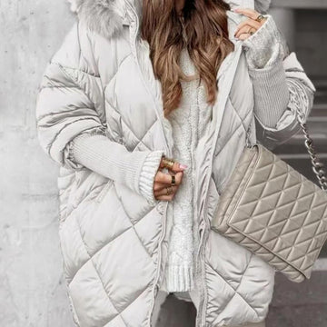Women’s Fashion Mid-length Parka – Autumn And Winter Knit Sleeve Patchwork, Flattering Fit for Cold Days