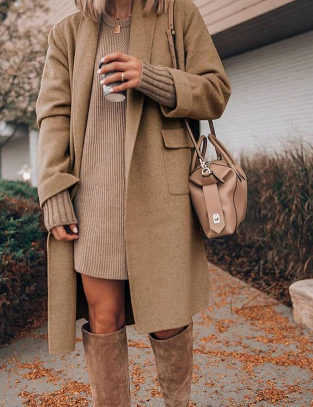 Women's Long Cardigan Wool Coat Open Front Pockets Warm Lapel Jacket Coat