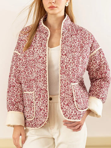 Women's Floral Pattern Quilted Outerwear