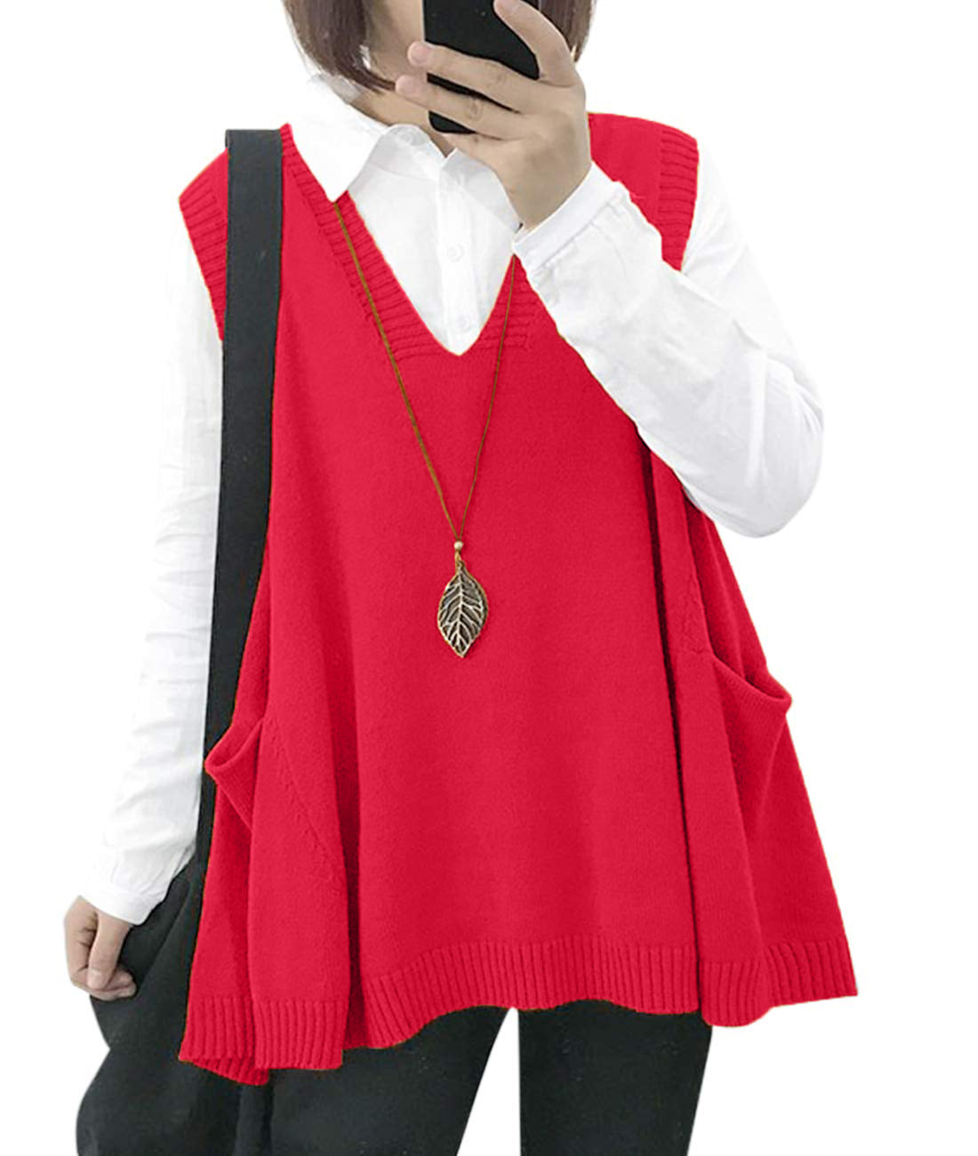 Women's Loose Swing Cute Oversized Knit Sweater Vest