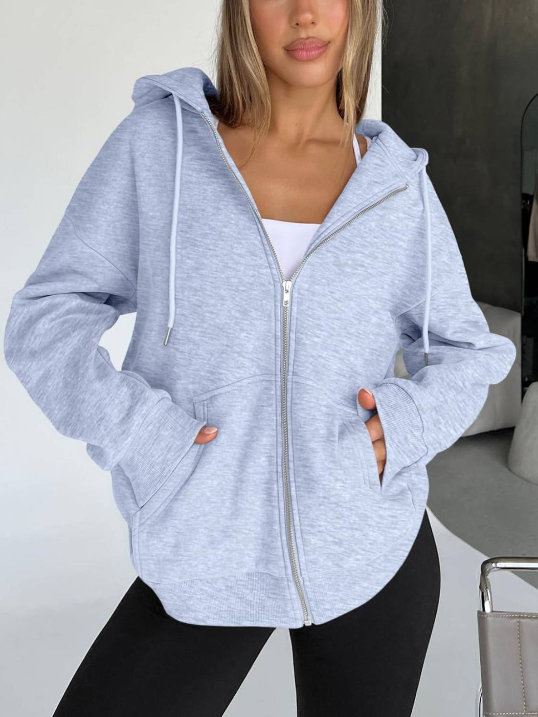 Winter Women Zip Up Hoodies Oversized Sweatshirts