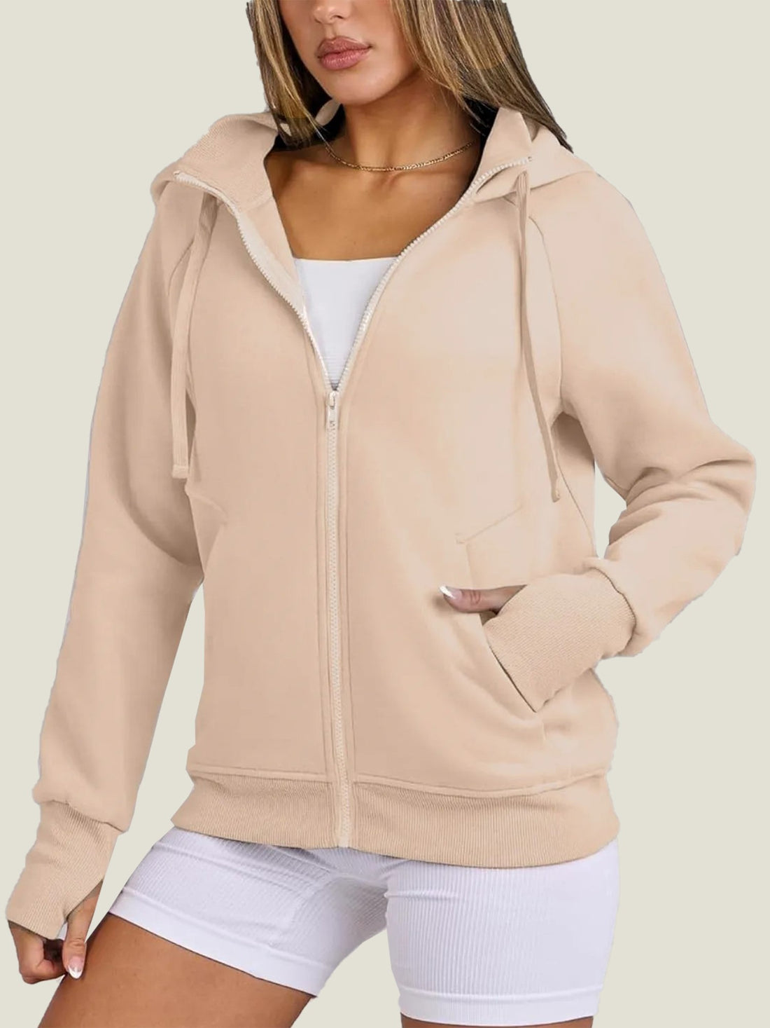 Women's Zip Up Drawstring Hoodie Jacket
