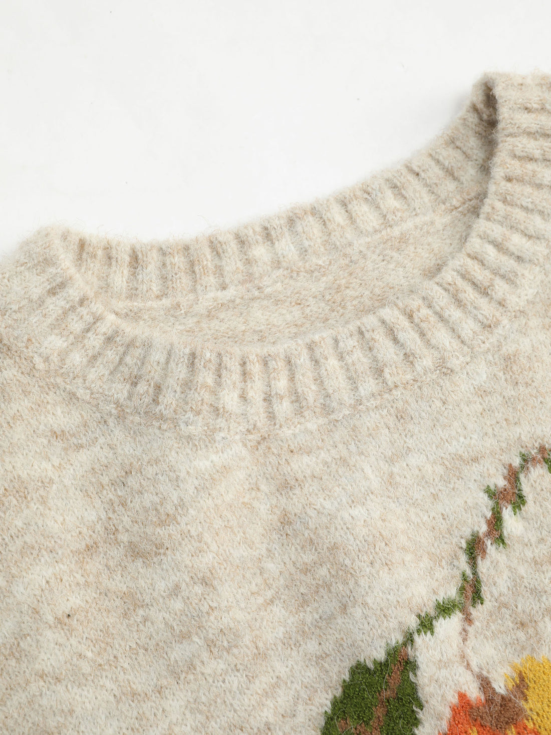 Knit Wool-blend Round Neckline Pear Graphic Vest