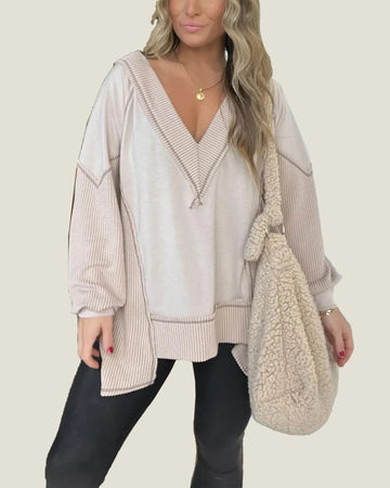 Women's V-Neck Loose Long Sleeve Top