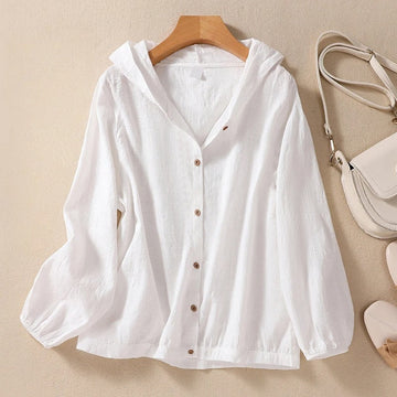 Women's Hooded Shirt with Relaxed Fit and Soft Fabric