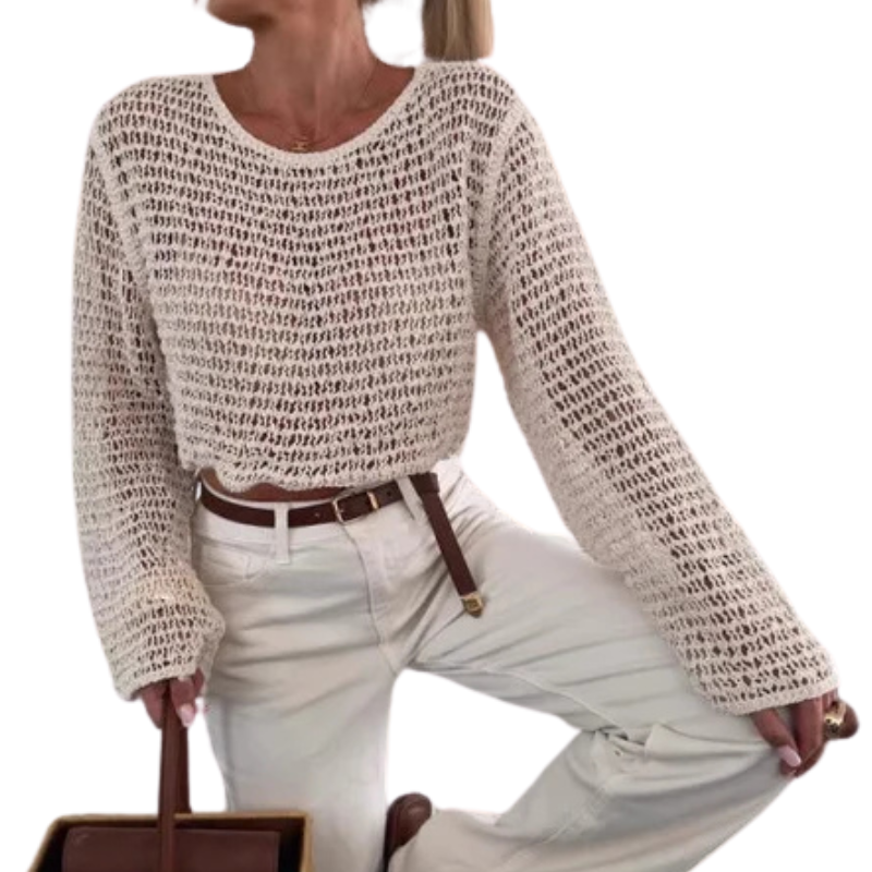 Women's Long Sleeve Hollow Out Knitted Top