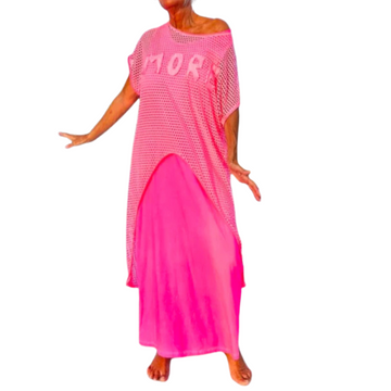 Hollow Out Blouse and Sleeveless Dress 2-Piece Set