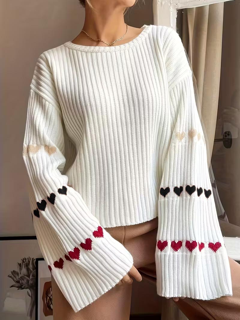 Women's Heart-shaped Knitted Pullover