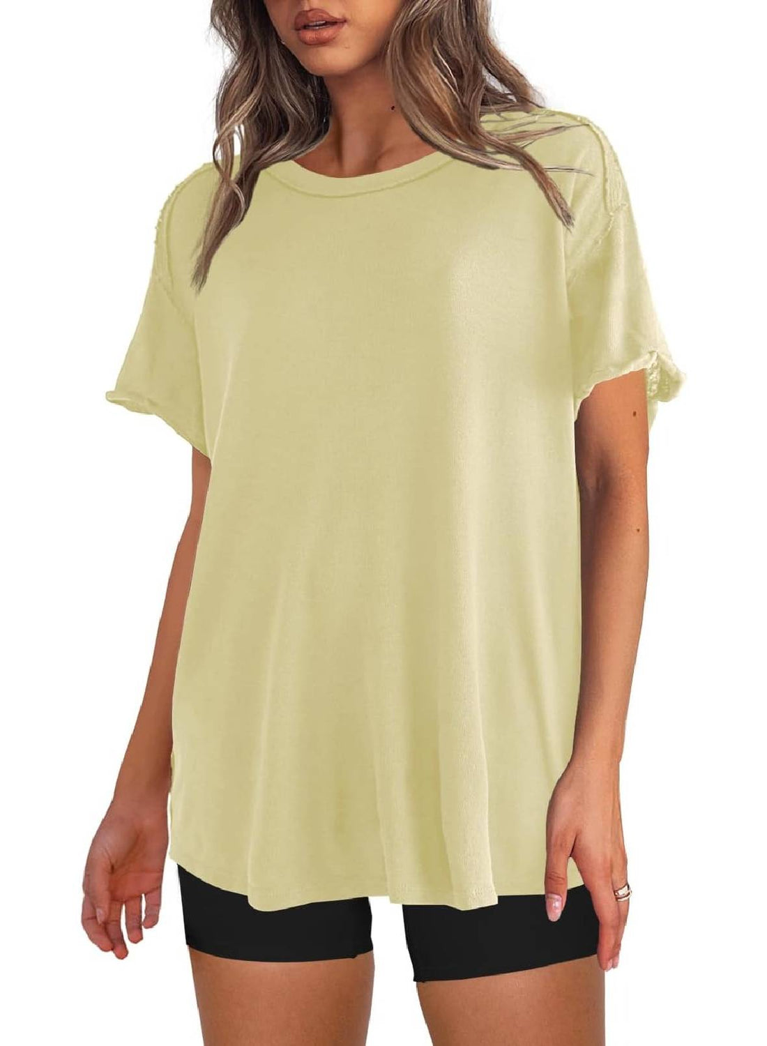 Womens Oversized Crewneck Short Sleeve T Shirts Tops