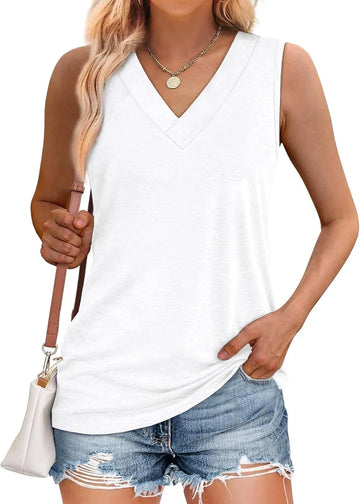 Women's Summer Loose V Neck Sleeveless Tank Top