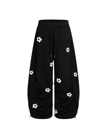 Baggy Wide Leg Sweatpants Flower Pattern