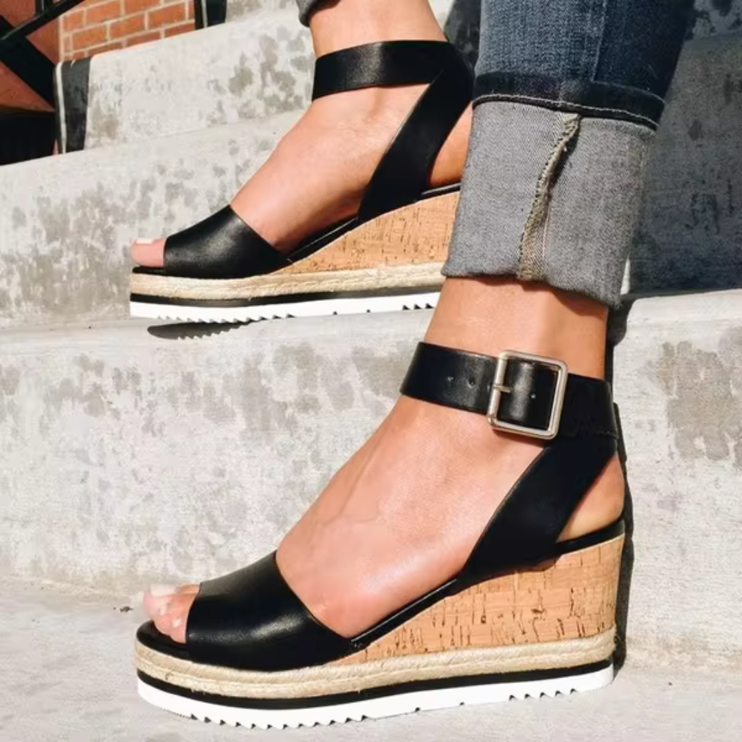 Women's Wedge Sandals with Adjustable Straps and Cushioned Insole