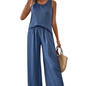 Sleeveless Top Wide-Leg Pants Set