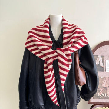Women's Stylish Wool Blend Striped Triangle Scarf