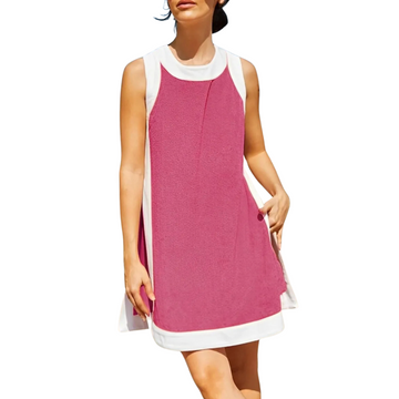 Women's Color Block Sleeveless Tops Matching Shorts with Pockets