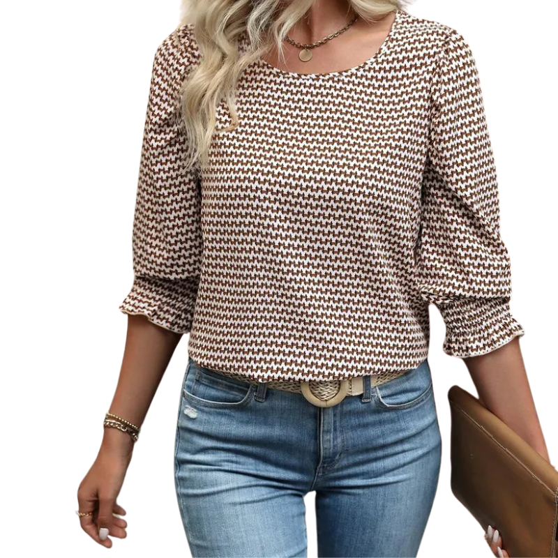 Women's Vacation Style Printed Three Quarter Sleeve Tops