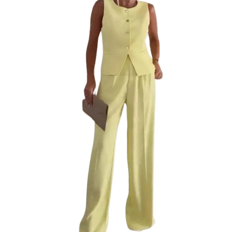Women's Sleeveless Top and Full-Length Pants Set