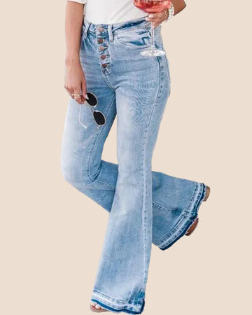 90s Vintage Button Up High Waist Flare Jeans