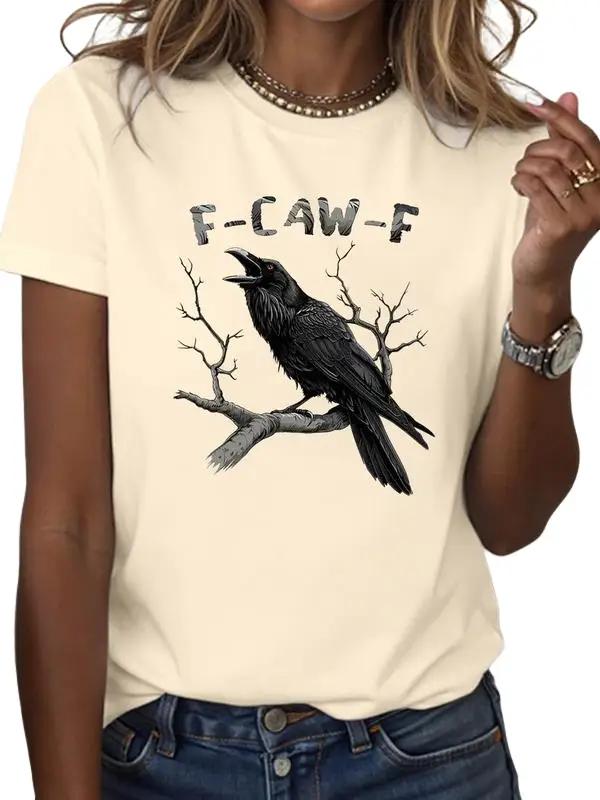 Unisex 1-side Printed Cotton Tee Witchy Raven T-Shirt