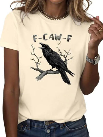Unisex 1-side Printed Cotton Tee Witchy Raven T-Shirt