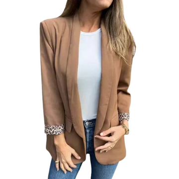 Women’s Stylish Blazer with Chic Leopard Print Lining