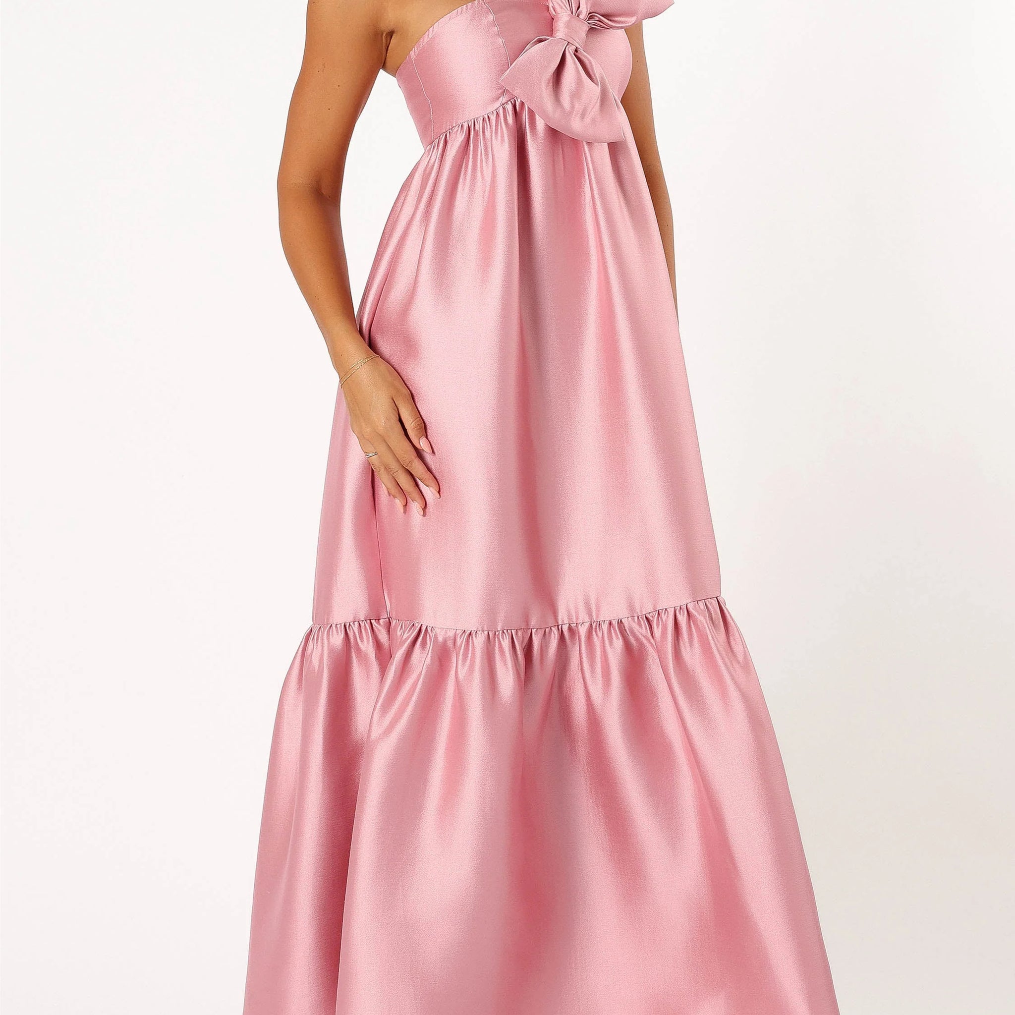 Women's One-Shoulder Bow Front Maxi Dress