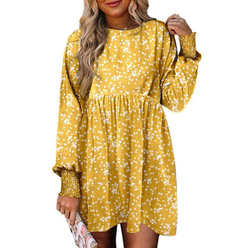 Women's Solid Color Lantern Sleeve High Split Dress