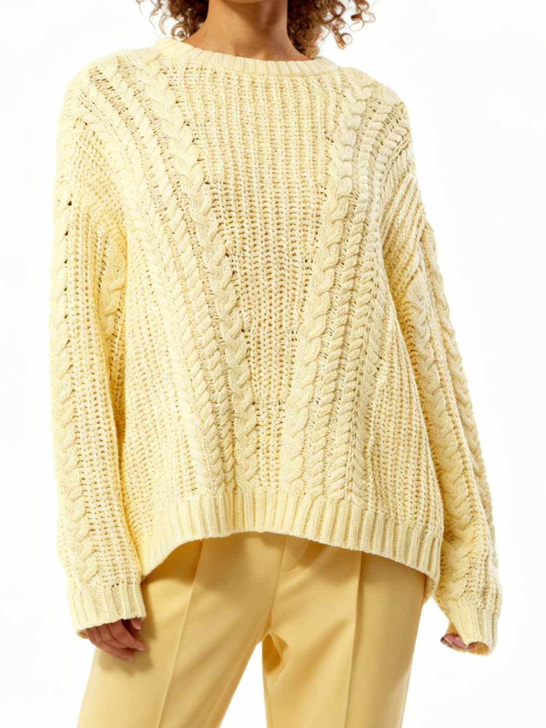 Women's Crew Neck Cable Knit Sweater