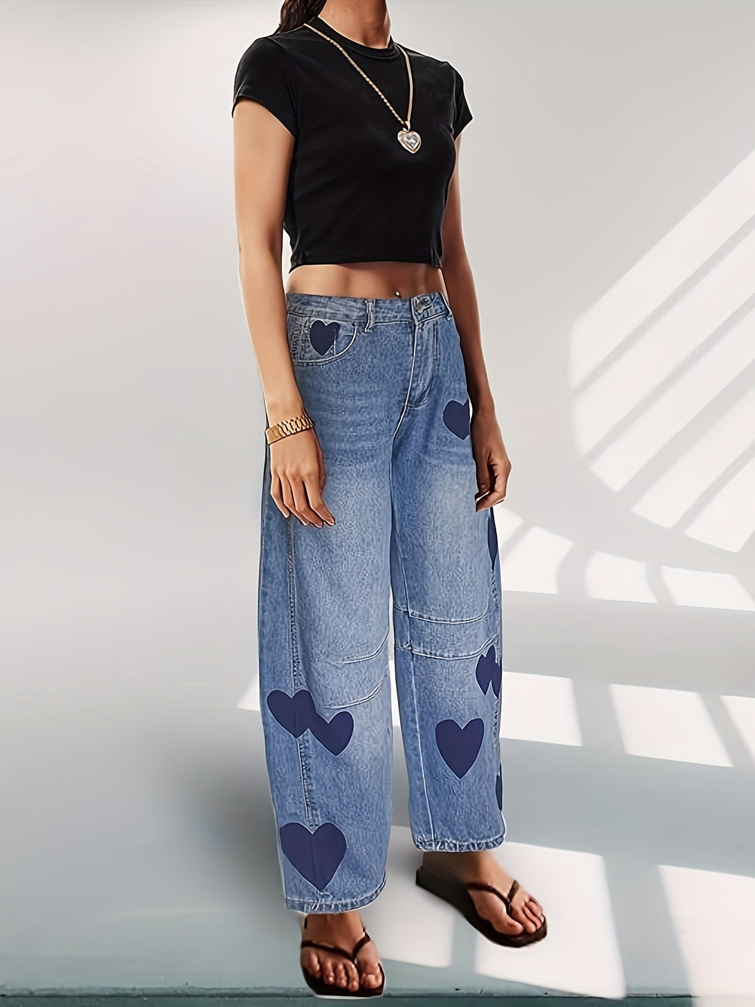 Women's Mid Rise Heart Barrel Jeans