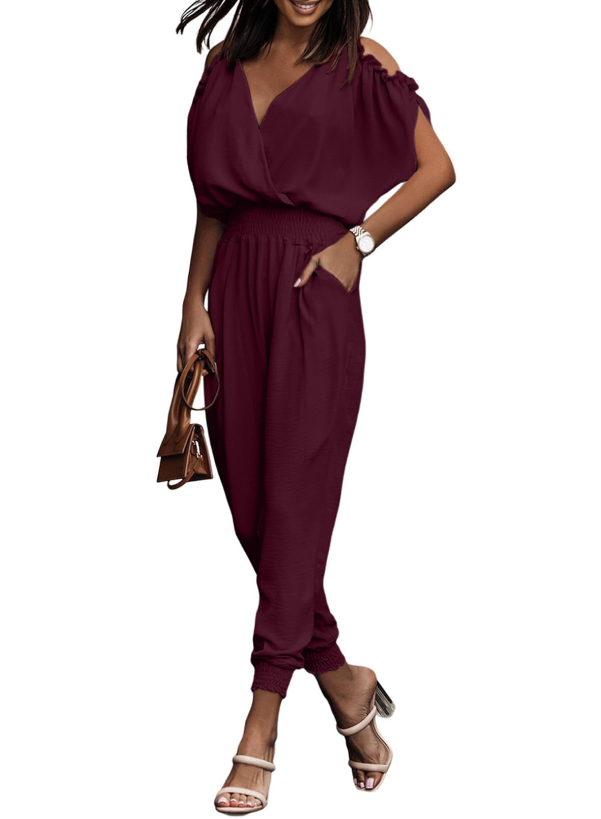 Women's Summer Off-the-shoulder V-neck Jumpsuit