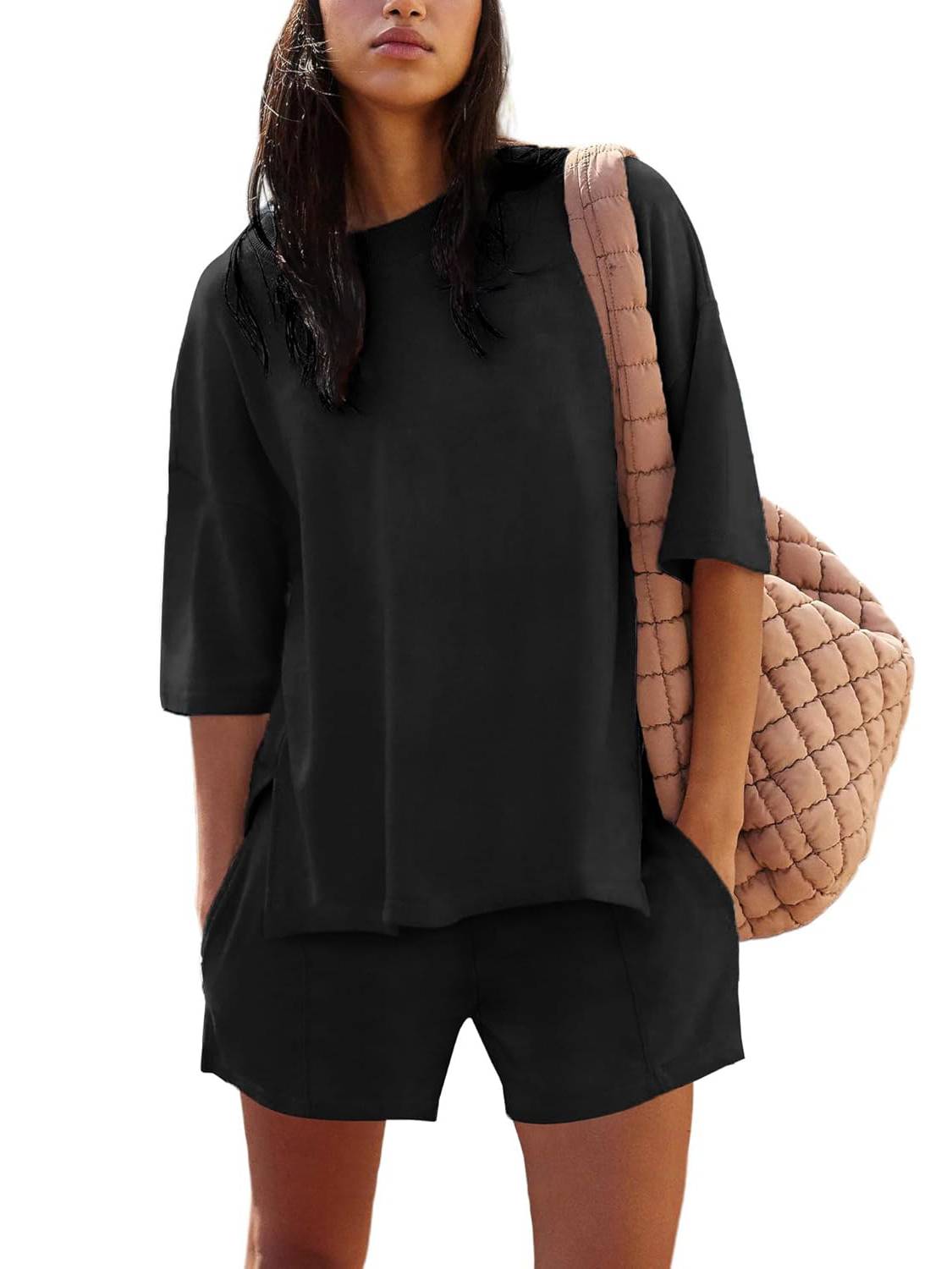 Womens Half Sleeve Crew Neck Summer Matching Lounge Sets