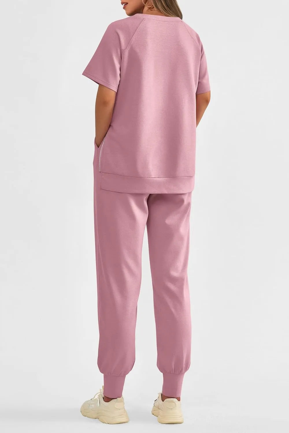 Women's Summer Casual Short Sleeve Tops High Waisted Sweatpants Set