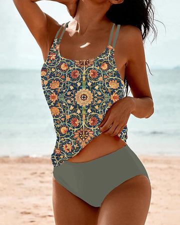 Women's Swimwear with Printed Design and Adjustable Straps