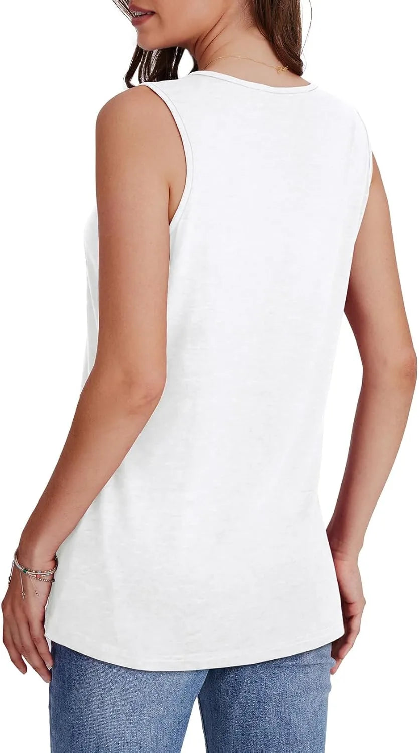 Women's Summer Loose V Neck Sleeveless Tank Top