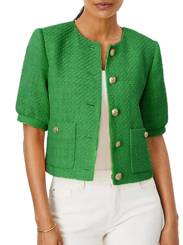 Women Cropped Jackets Summer Open Front Office Work Blazer Coat