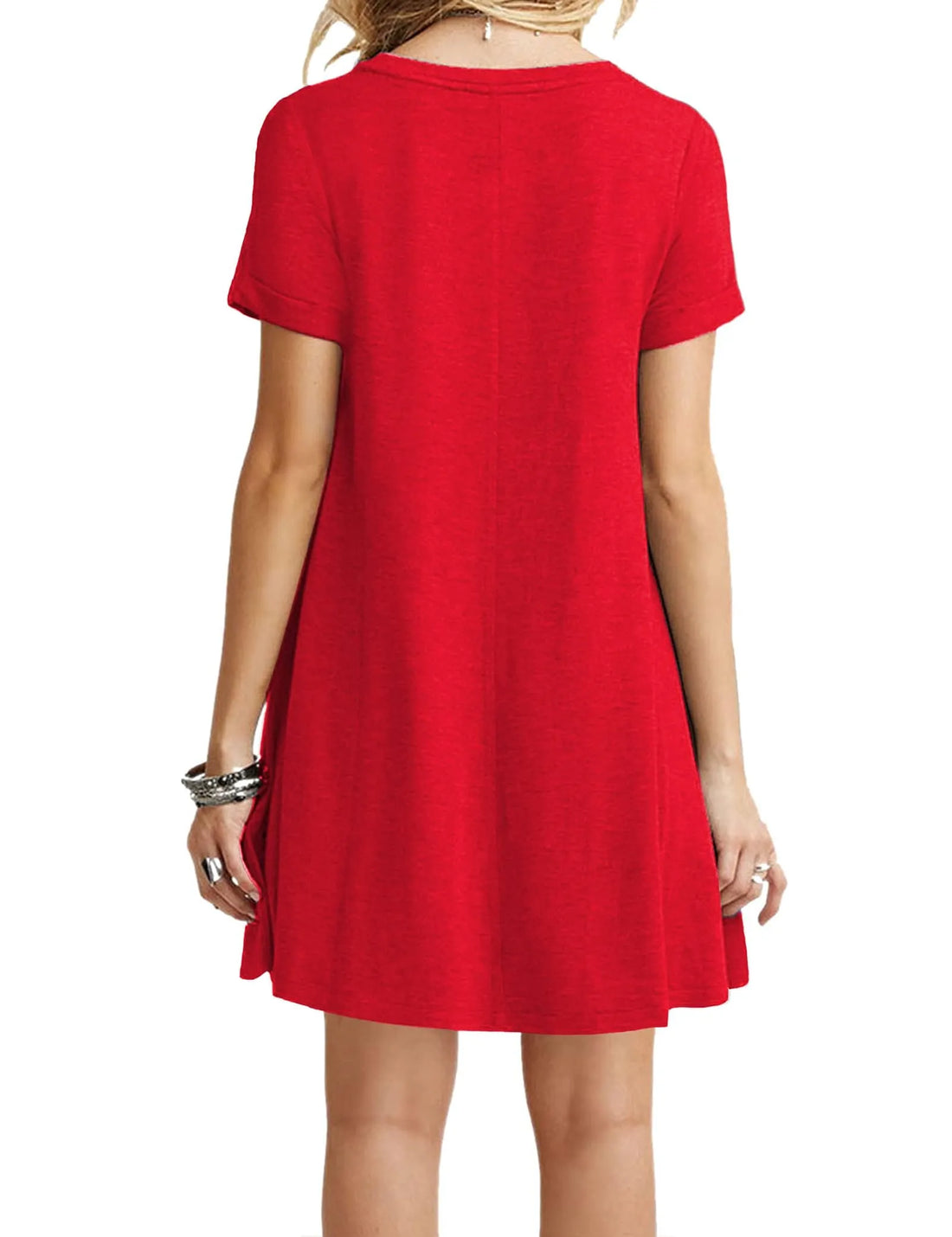 Women's Round Neck Short Sleeve Loose Knee-length T-shirt Dress