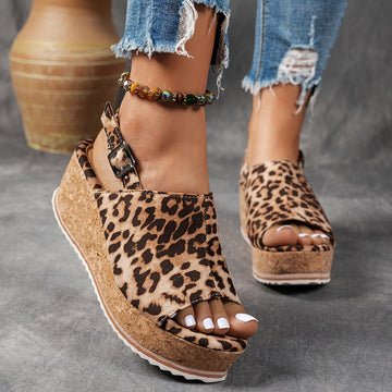 Women's Platform Sandals with Adjustable Buckle and Sturdy Sole