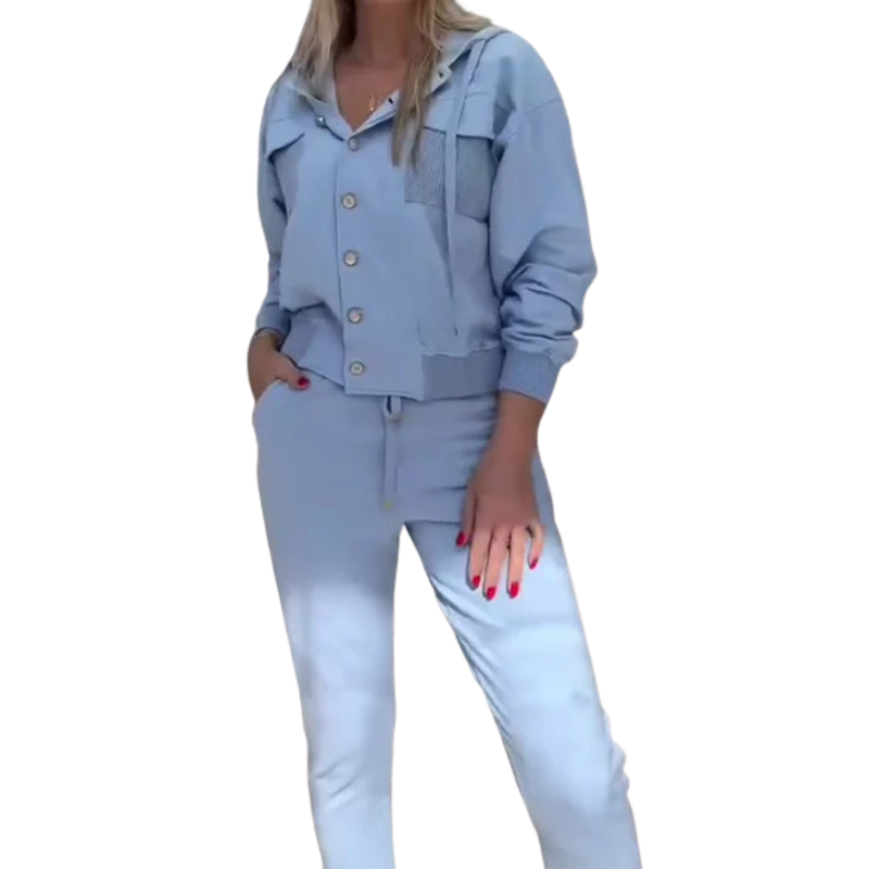 Women's Button-Down Jacket and Pants Set – Long Sleeve